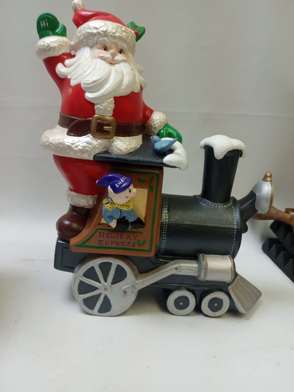 Santa Holiday Express Train Figurine - Red and Green Festive Decoration